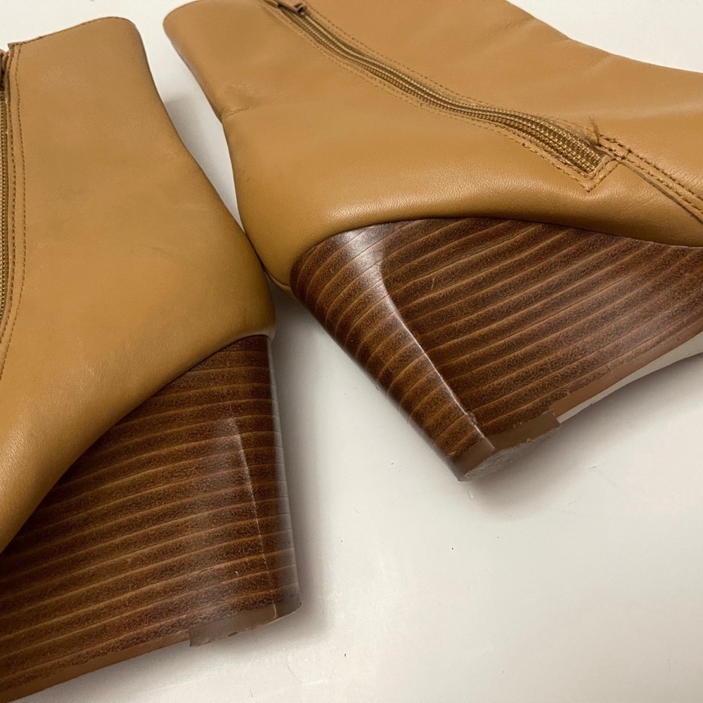 (sold)White Mountain Leather Wedge Heeled Boots Boho Chic Minimalist Casual Fall - Picture 14 of 14